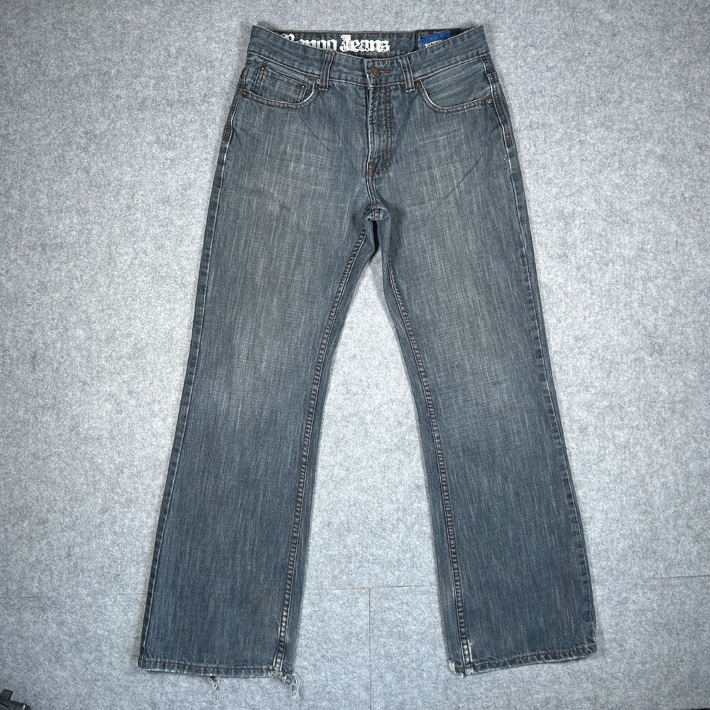 Bongo Denim Jeans Mens 30x33 Gray Detroit Bootcut Y2K Grunge Distressed Skater